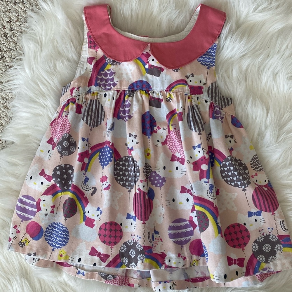 Hello Kitty girls peplum babydoll top Peter Pan collar - sleeveless size 6-7